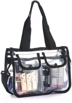 Travel Cosmetic Bags with Removable and Adjustable Shoulder Strap,Clear Tote Bag