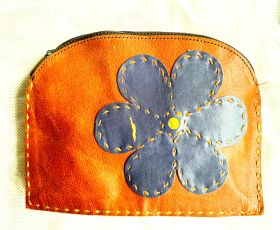 Leather  Bag with Flower pattern