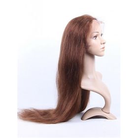 Lace front human hair 3 /4 red brown 26 inches brazilian hair 