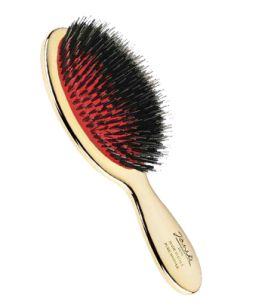 JANEKE Hairbrush - Gold Finish with Mixed Bristle - Full Body Oval 
