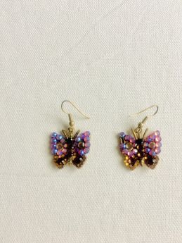 butherfly Earing Pink precious Stone 