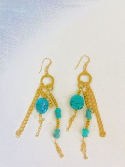 Gold Plated Earing Sky Blue Stone 